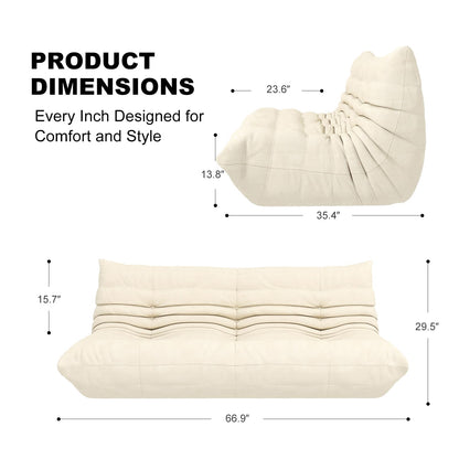 Snug Sofee Bean Bag Chairs for Adults, Bean Bag Sofa - Adult Size with Soft Waterproof Fabric for Living Room, Apartments, Reading Corner, Gaming, and Movie Venue (Gray)