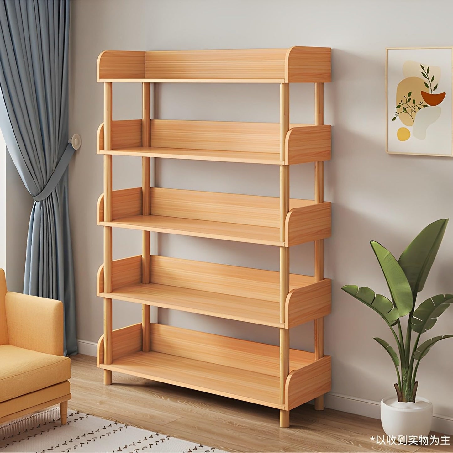 OSCHF 3-Tier Wooden Open Bookcase - Modern Display Bookshelf with Top Edge and Solid Wood Frame for Home and Office, Storage Cabinet, Oak