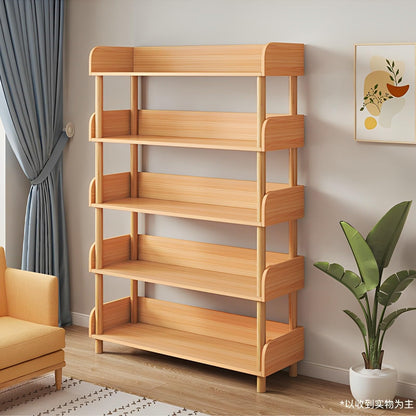 OSCHF 3-Tier Wooden Open Bookcase - Modern Display Bookshelf with Top Edge and Solid Wood Frame for Home and Office, Storage Cabinet, Oak