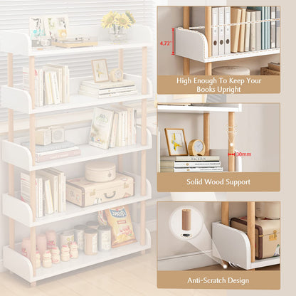OSCHF 3-Tier Wooden Open Bookcase - Modern Display Bookshelf with Top Edge and Solid Wood Frame for Home and Office, Storage Cabinet, Oak