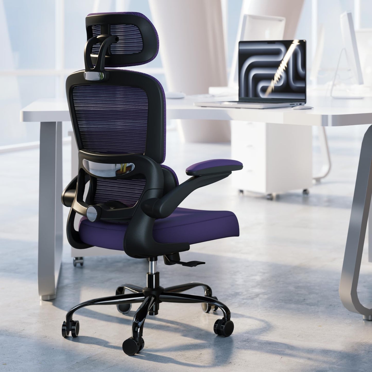 TRALT Office Chair Ergonomic Desk Chair, 330 LBS Home Mesh Office Desk Chairs with Wheels, Comfortable Gaming Chairs (White)
