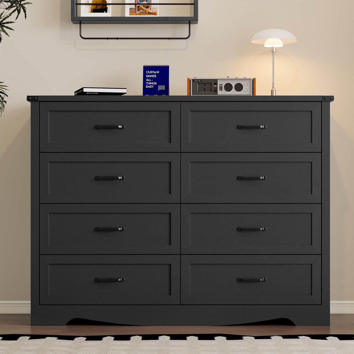 BORNOON 9-Drawer Dresser for Bedroom, Modern Wooden Chest of Drawers with Metal Handles, Anti-Tipping Design, Sturdy and Stable Storage Organizer for Living Room, Entryway, Home Office