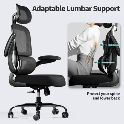 TRALT Office Chair Ergonomic Desk Chair, 330 LBS Home Mesh Office Desk Chairs with Wheels, Comfortable Gaming Chairs (White)