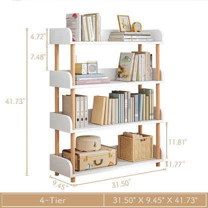 OSCHF 3-Tier Wooden Open Bookcase - Modern Display Bookshelf with Top Edge and Solid Wood Frame for Home and Office, Storage Cabinet, Oak