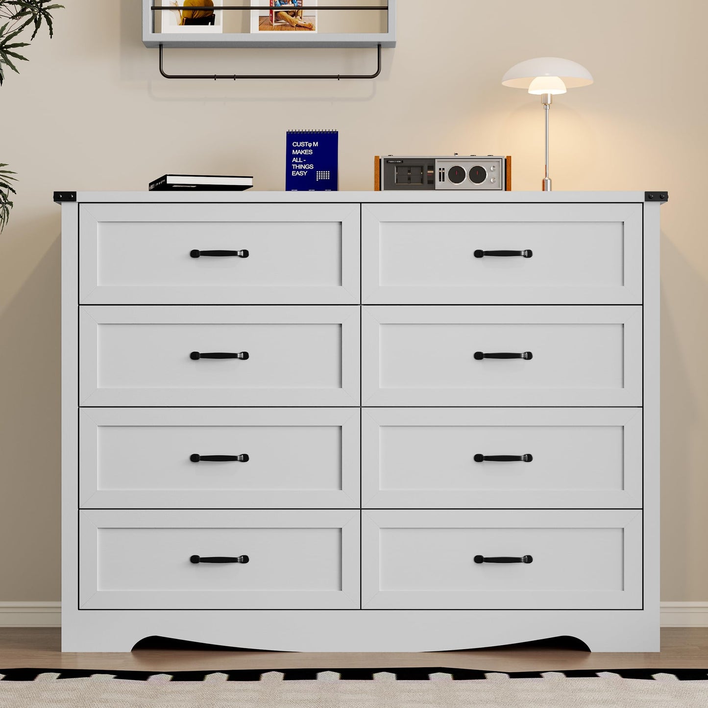 BORNOON 9-Drawer Dresser for Bedroom, Modern Wooden Chest of Drawers with Metal Handles, Anti-Tipping Design, Sturdy and Stable Storage Organizer for Living Room, Entryway, Home Office