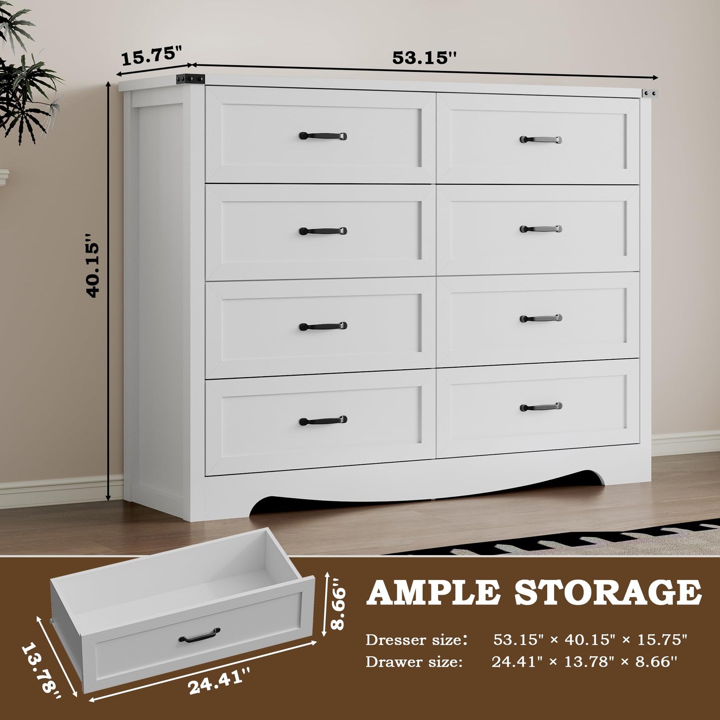 BORNOON 9-Drawer Dresser for Bedroom, Modern Wooden Chest of Drawers with Metal Handles, Anti-Tipping Design, Sturdy and Stable Storage Organizer for Living Room, Entryway, Home Office