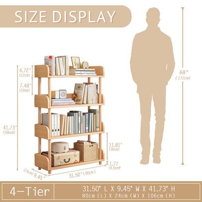 OSCHF 3-Tier Wooden Open Bookcase - Modern Display Bookshelf with Top Edge and Solid Wood Frame for Home and Office, Storage Cabinet, Oak