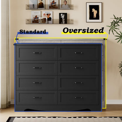 BORNOON 9-Drawer Dresser for Bedroom, Modern Wooden Chest of Drawers with Metal Handles, Anti-Tipping Design, Sturdy and Stable Storage Organizer for Living Room, Entryway, Home Office