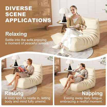 Snug Sofee Bean Bag Chairs for Adults, Bean Bag Sofa - Adult Size with Soft Waterproof Fabric for Living Room, Apartments, Reading Corner, Gaming, and Movie Venue (Gray)