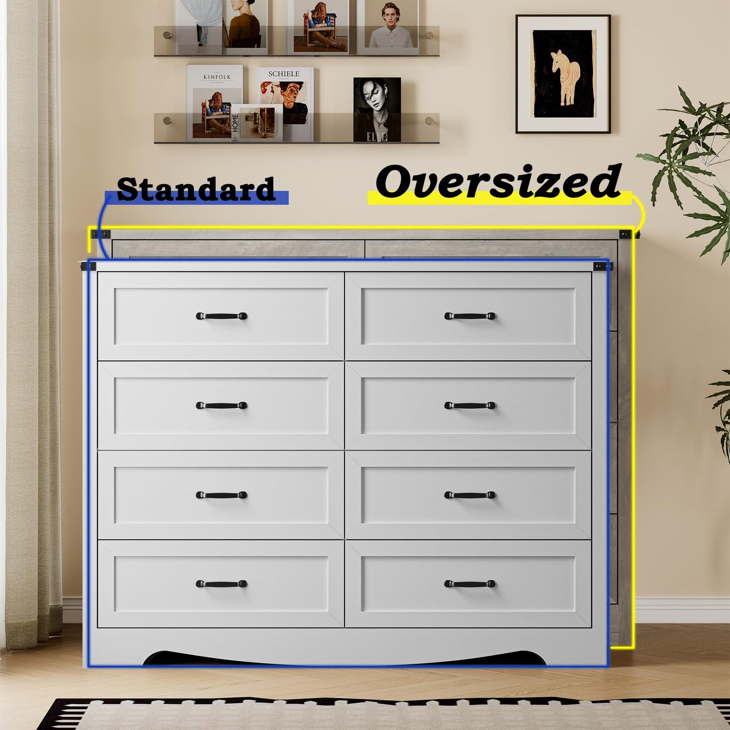 BORNOON 9-Drawer Dresser for Bedroom, Modern Wooden Chest of Drawers with Metal Handles, Anti-Tipping Design, Sturdy and Stable Storage Organizer for Living Room, Entryway, Home Office