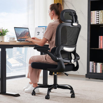 TRALT Office Chair Ergonomic Desk Chair, 330 LBS Home Mesh Office Desk Chairs with Wheels, Comfortable Gaming Chairs (White)