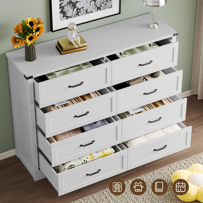 BORNOON 9-Drawer Dresser for Bedroom, Modern Wooden Chest of Drawers with Metal Handles, Anti-Tipping Design, Sturdy and Stable Storage Organizer for Living Room, Entryway, Home Office