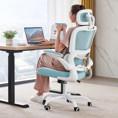 TRALT Office Chair Ergonomic Desk Chair, 330 LBS Home Mesh Office Desk Chairs with Wheels, Comfortable Gaming Chairs (White)