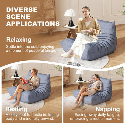 Snug Sofee Bean Bag Chairs for Adults, Bean Bag Sofa - Adult Size with Soft Waterproof Fabric for Living Room, Apartments, Reading Corner, Gaming, and Movie Venue (Gray)