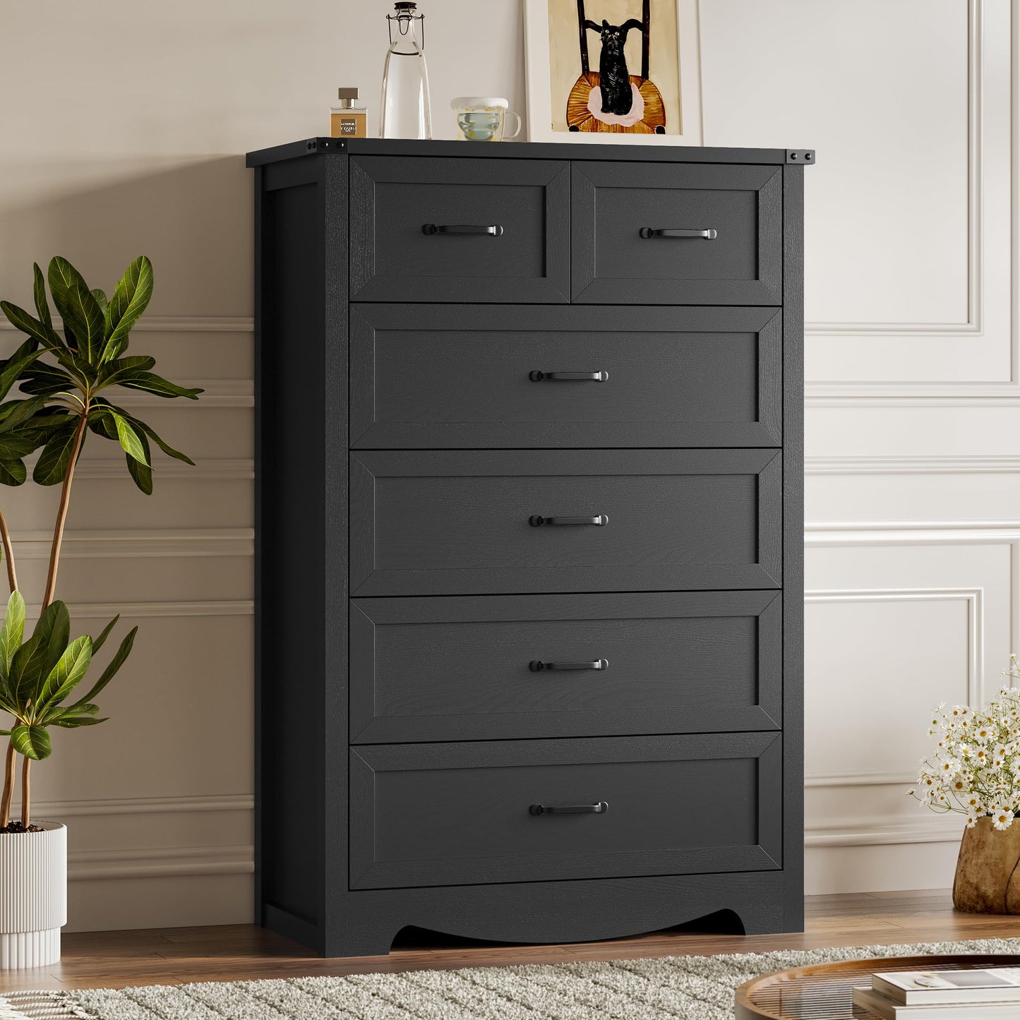 BORNOON 9-Drawer Dresser for Bedroom, Modern Wooden Chest of Drawers with Metal Handles, Anti-Tipping Design, Sturdy and Stable Storage Organizer for Living Room, Entryway, Home Office