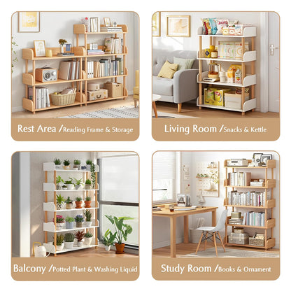 OSCHF 3-Tier Wooden Open Bookcase - Modern Display Bookshelf with Top Edge and Solid Wood Frame for Home and Office, Storage Cabinet, Oak