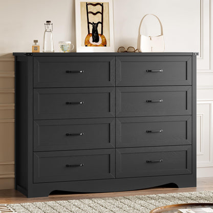 BORNOON 9-Drawer Dresser for Bedroom, Modern Wooden Chest of Drawers with Metal Handles, Anti-Tipping Design, Sturdy and Stable Storage Organizer for Living Room, Entryway, Home Office