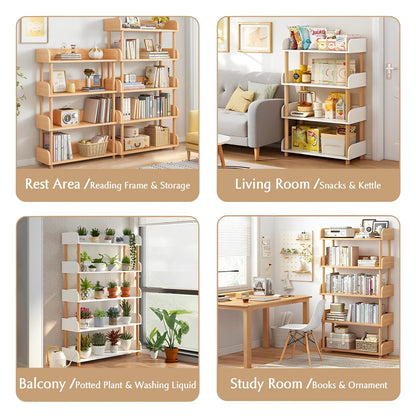 OSCHF 3-Tier Wooden Open Bookcase - Modern Display Bookshelf with Top Edge and Solid Wood Frame for Home and Office, Storage Cabinet, Oak