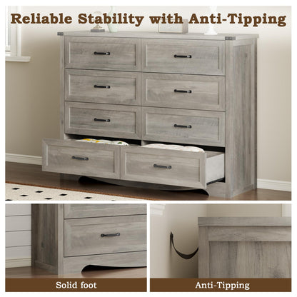BORNOON 9-Drawer Dresser for Bedroom, Modern Wooden Chest of Drawers with Metal Handles, Anti-Tipping Design, Sturdy and Stable Storage Organizer for Living Room, Entryway, Home Office
