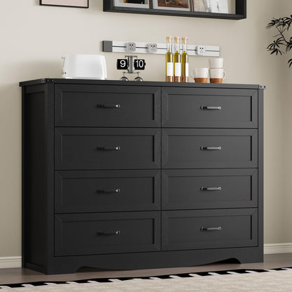 BORNOON 9-Drawer Dresser for Bedroom, Modern Wooden Chest of Drawers with Metal Handles, Anti-Tipping Design, Sturdy and Stable Storage Organizer for Living Room, Entryway, Home Office