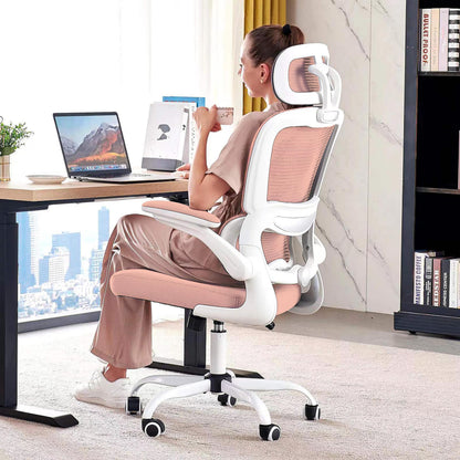 TRALT Office Chair Ergonomic Desk Chair, 330 LBS Home Mesh Office Desk Chairs with Wheels, Comfortable Gaming Chairs (White)